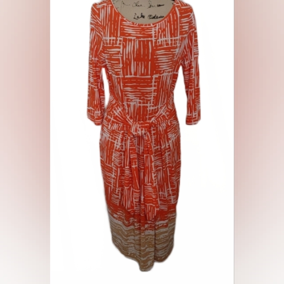 Jones New York Dresses & Skirts - NWT JONES NEW YORK ORANGE TAN & WHITE DESIGN DRESS SZ 12